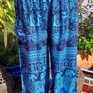 Elephant print trousers blue