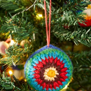 Rainbow crochet bauble
