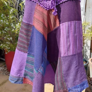 patchwork skirt with crochet waistband purple