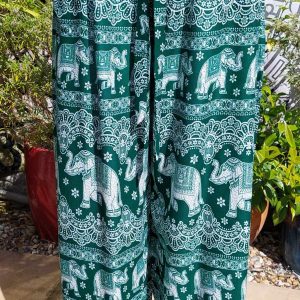 wide leg belted elephant trousers green