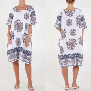 mandala lagenlook dress white