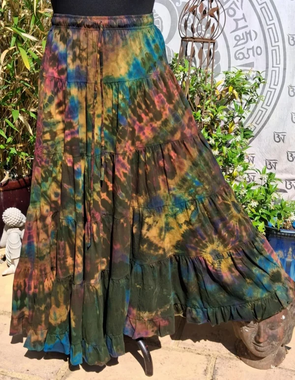 tie dye floaty skirt green