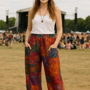 Patchwork blanket trousers