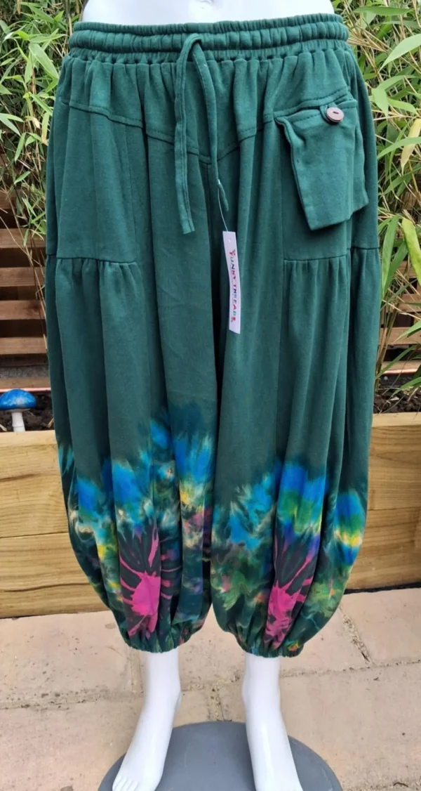 cropped tie dye balloon trousers green