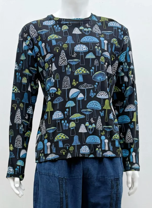 mushroom long sleeved tops blue