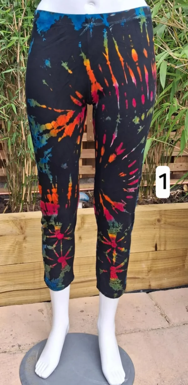 tie dye cropped leggings black style 1