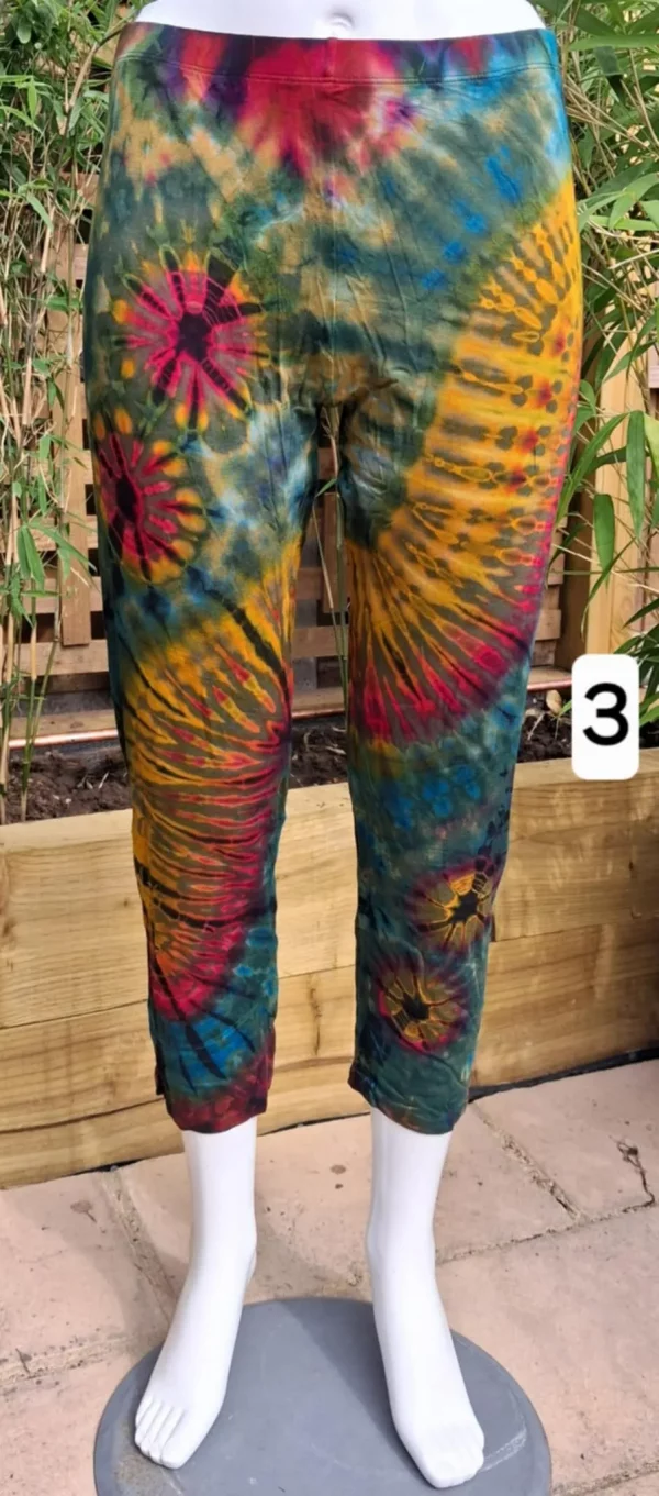 tie dye cropped leggings green style 3