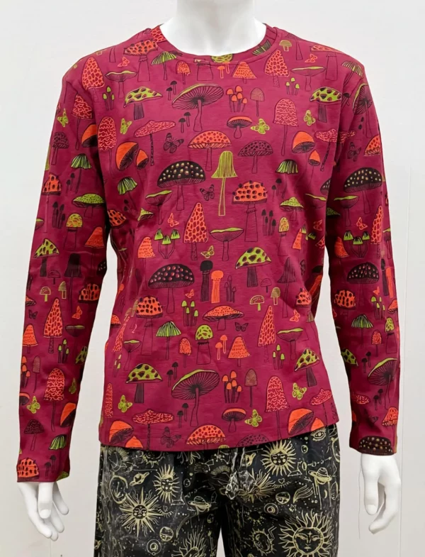 mushroom long sleeved tops red