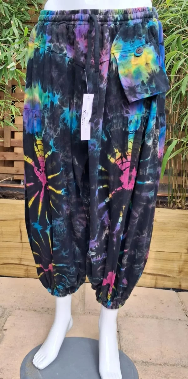 cropped tie dye balloon trousers black