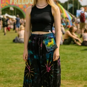 Cropped tie dye balloon trousers