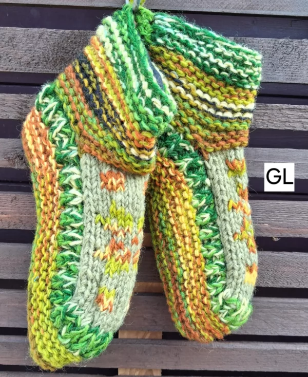 green fleece lined slipper socks L