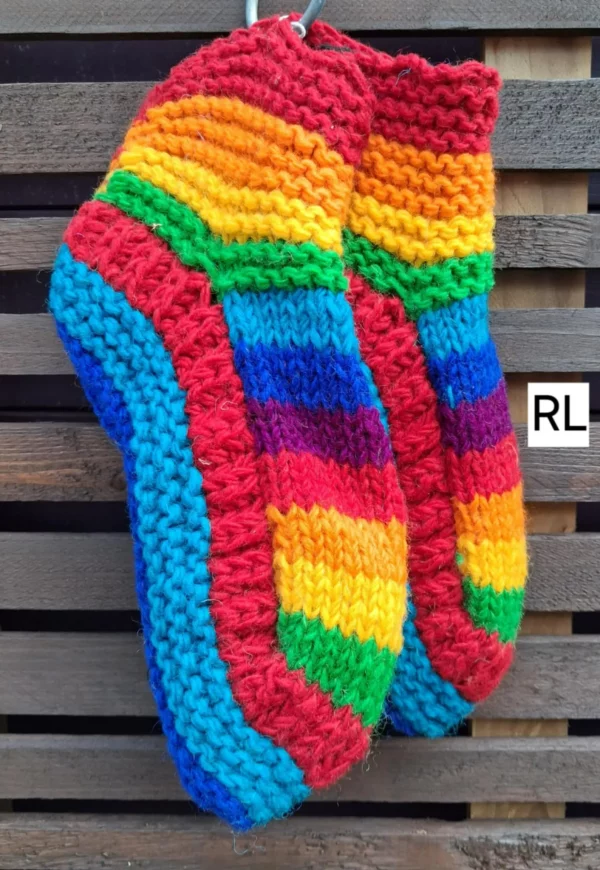 rainbow fleece lined slipper socks L