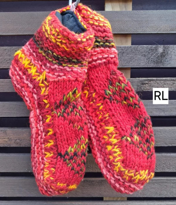 red fleece lined slipper socks L