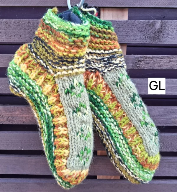 green fleece lined slipper socks L