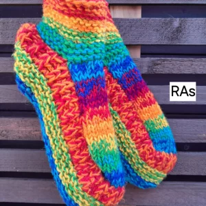 rainbow fleece lined slipper socks S