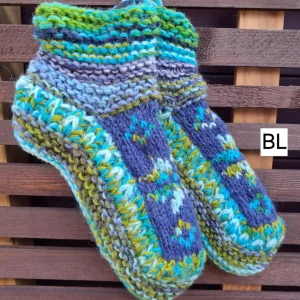 blue fleece lined slipper socks L