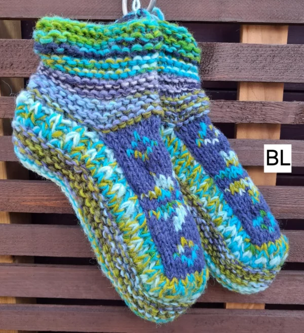 blue fleece lined slipper socks L