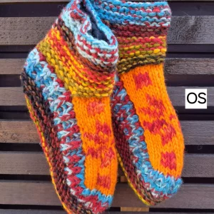 orange fleece lined slipper socks s