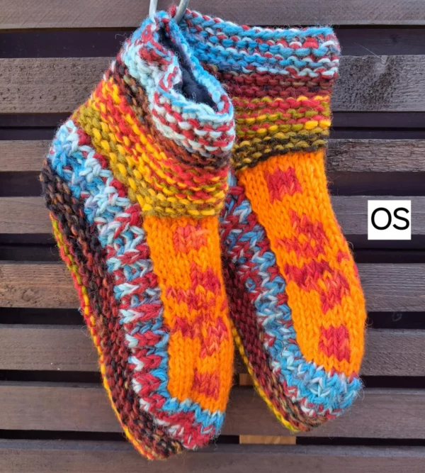 orange fleece lined slipper socks s