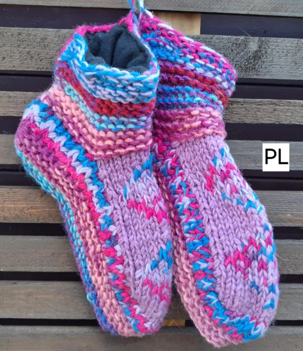 purple fleece lined slipper socks L