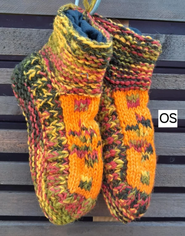 orange fleece lined slipper socks s