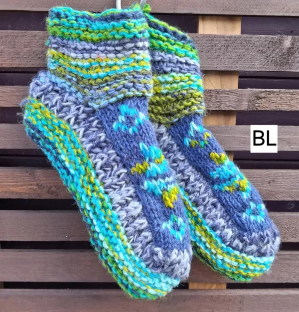 blue fleece lined slipper socks L