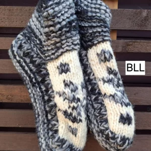 black fleece lined slipper socks L