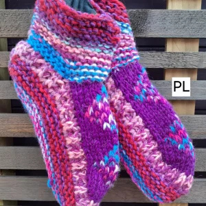 purple fleece lined slipper socks L
