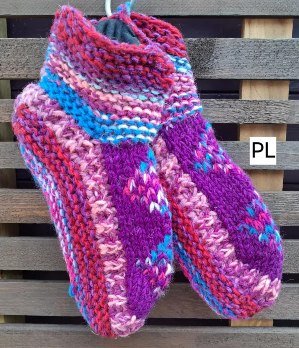 purple fleece lined slipper socks L