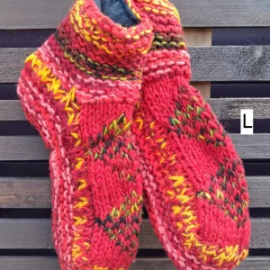 fleece lined slipper socks red large 1