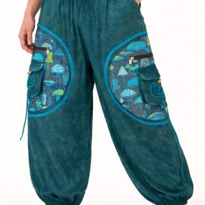 mushroom jersey trousers teal