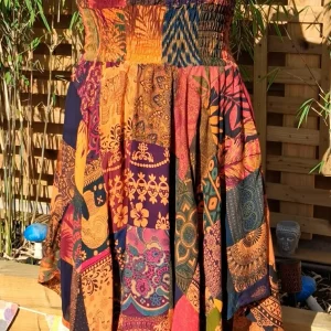 patchwork halterneck dress/skirt orange