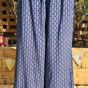 patterned wide legged trousers blue