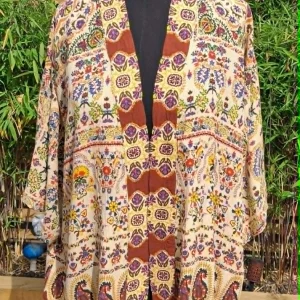 beaded print kimono