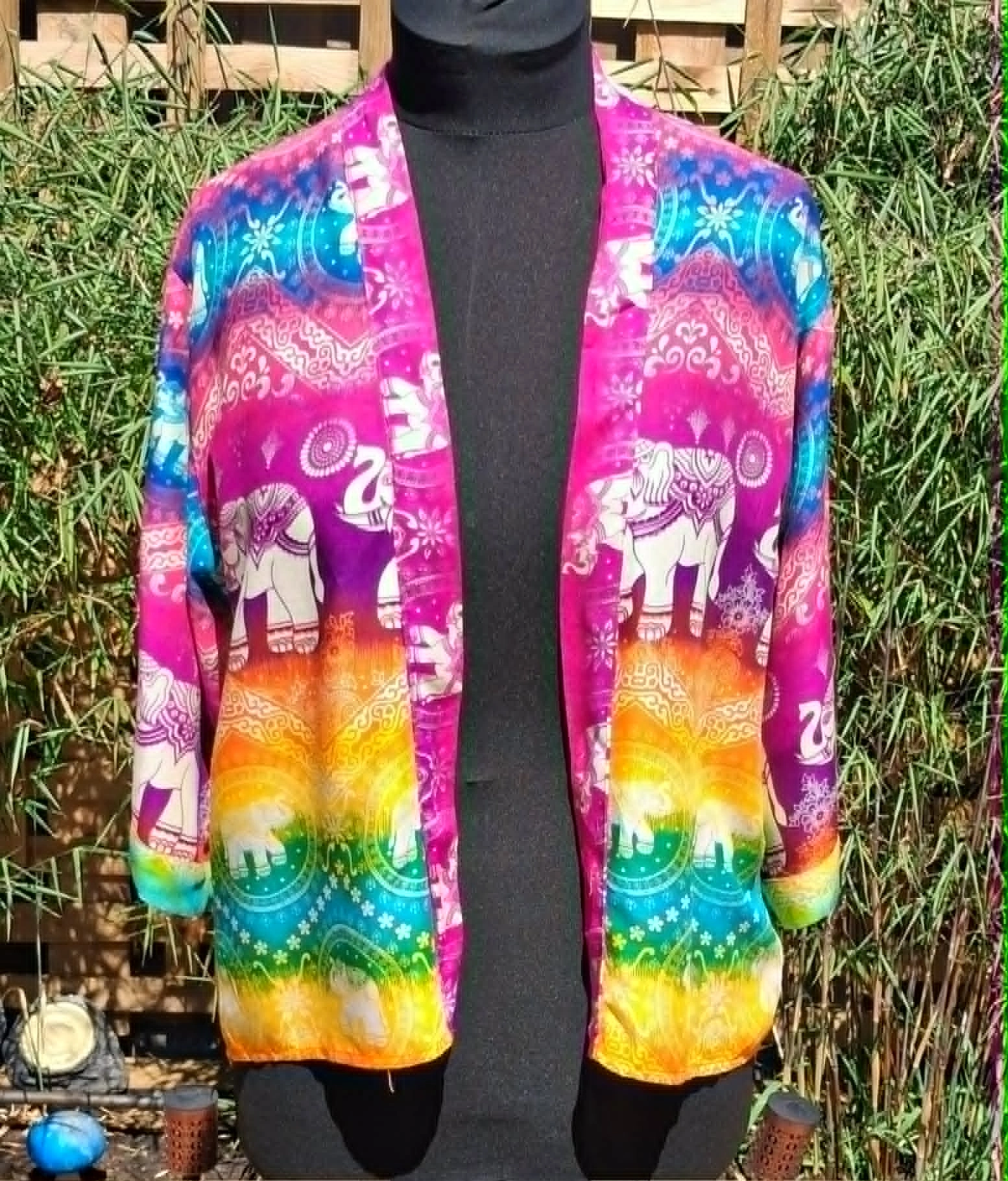 Rainbow elephant shrug pink