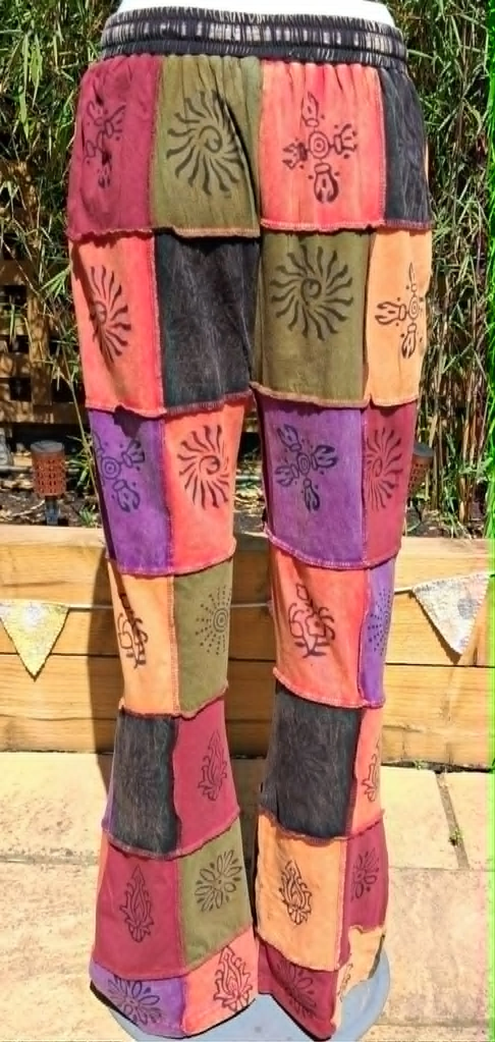 Block print patchwork jersey trousers - Image 3