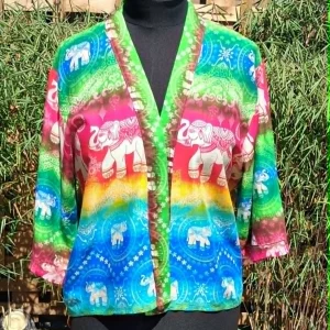 Rainbow elephant shrug green