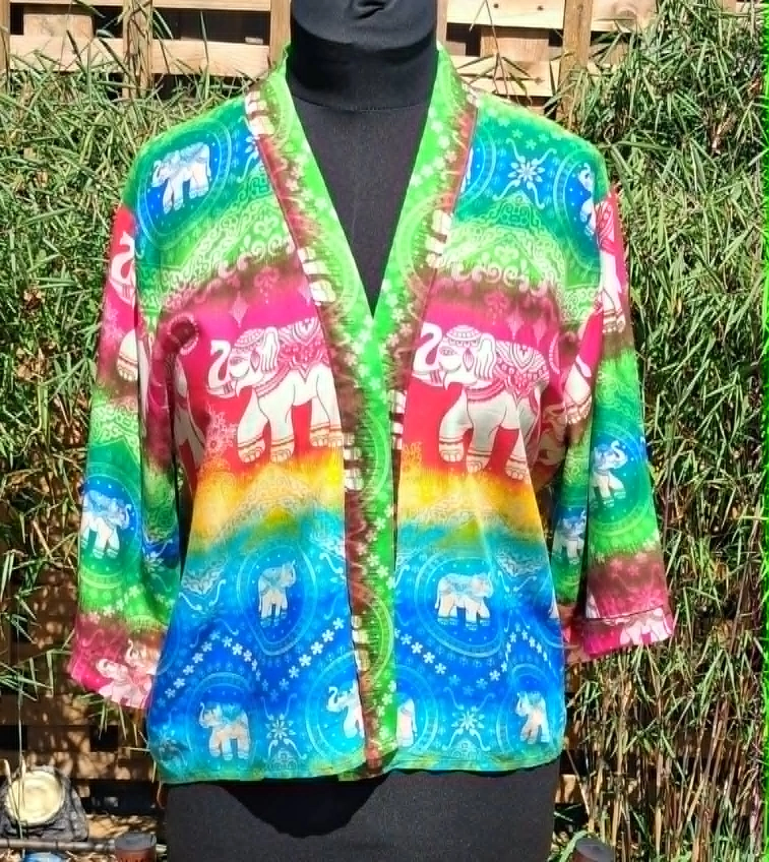 Rainbow elephant shrug green