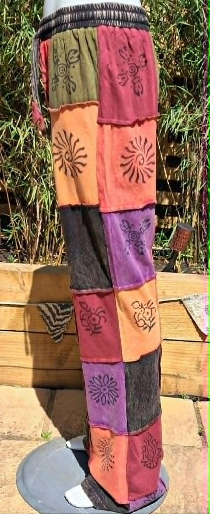 Block print patchwork jersey trousers - Image 2
