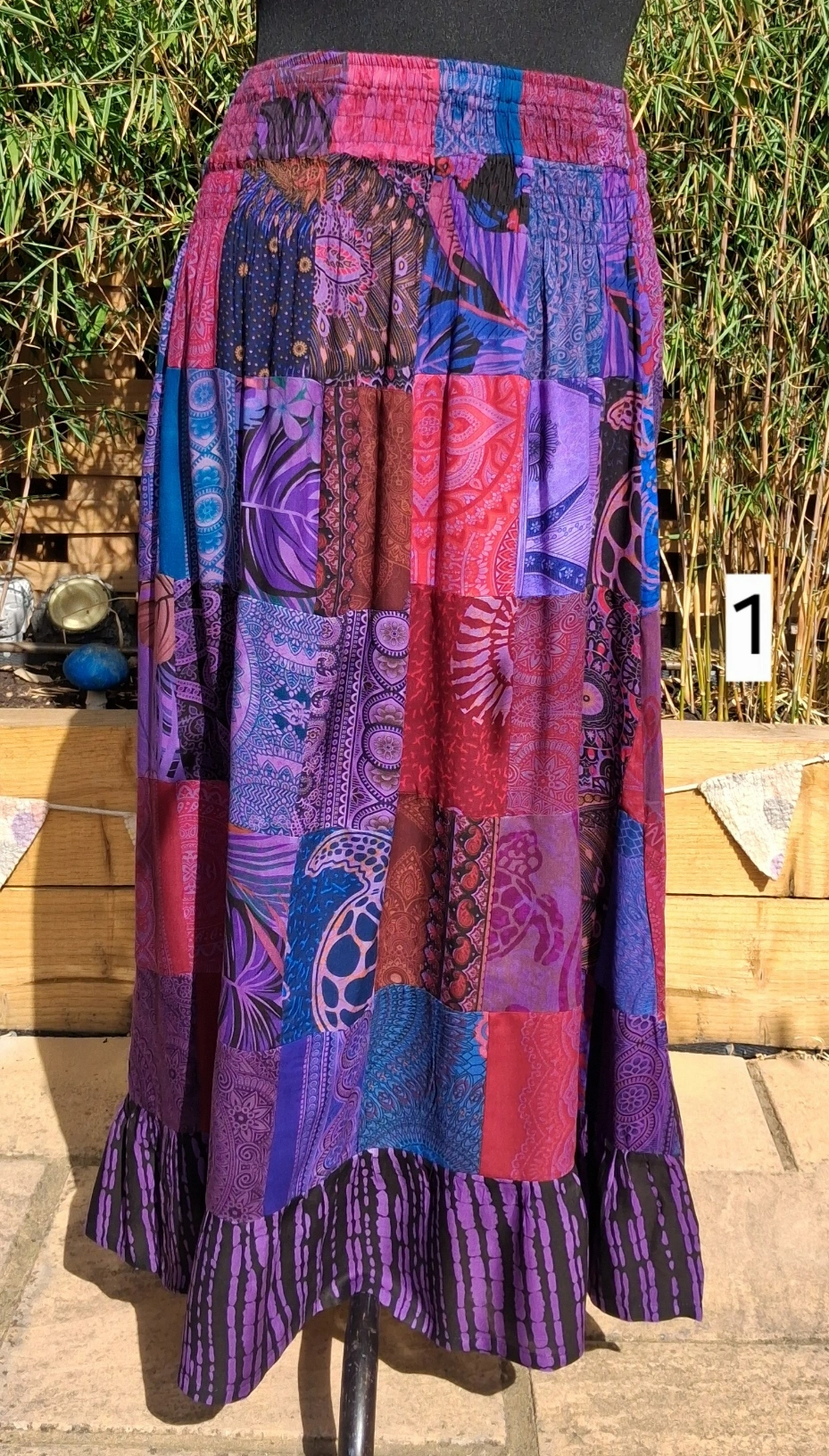 patchwork maxi skirt purple 1