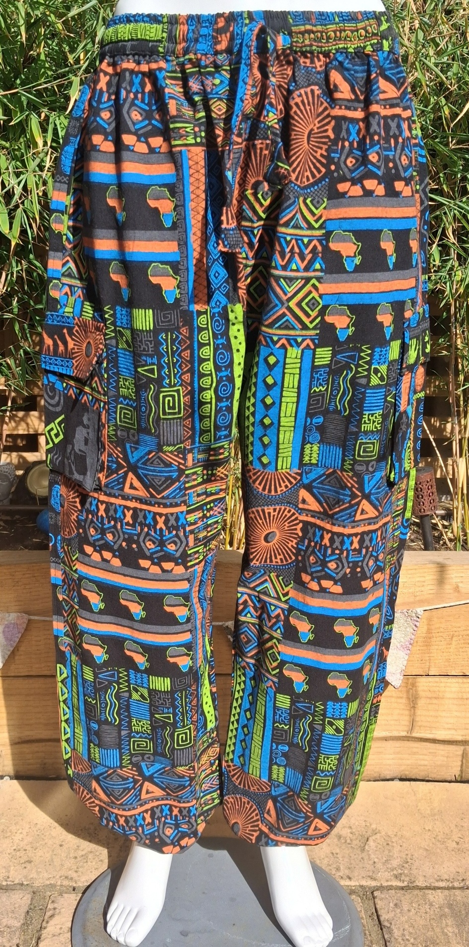 tribal print harem trousers black