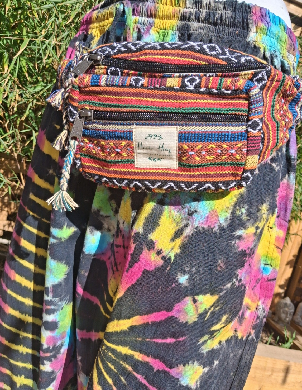 ethnic cotton hip bags red