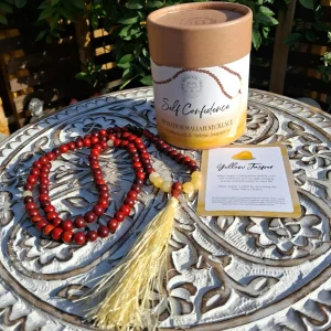 rosewood and yellow jasper mallah necklace